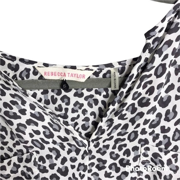 Rebecca Taylor snow leopard print long sleeve silk blouse size 8 - Picture 7 of 8